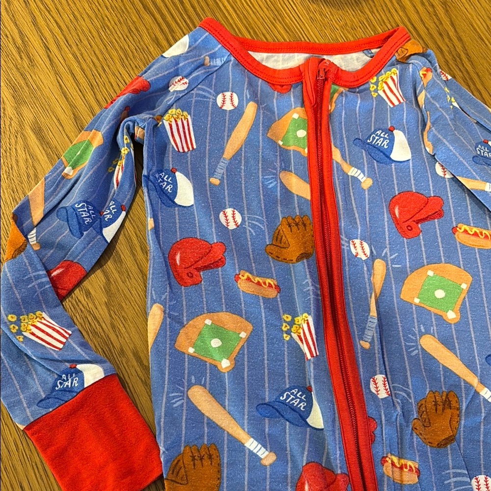Little Sleepies Blue Baseball Footies - Picture 6 of 6